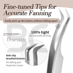 Easy to Use Non Slip Fiber Tip Eyelash Extension Grafted Tweezers, High Precision Effortless Stainless Steel Tweezers - Product Image 3