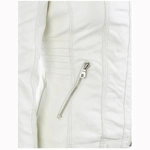 2025 nuevo estilo Europeo Americano manga larga abrigo blanco puro primavera otoño estilo cremallera chaquetas cortavientos de cuero Real - Product Image 5