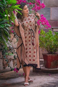 Ropa de playa de algodón para mujer, caftán de manga de tres cuartos, talla grande - Product Image 5