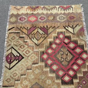 Vintage Turkish <b>Runner</b> Rug 2.2x5.7 ft, Brown <b>Red</b> Moroccan Rug - Product Image 5