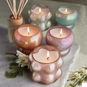 Portavelas de Vidrio con Diseño de Burbujas Moderno, Elegante Decoración para el Hogar, Vela de Burbujas de Melocotón Premium - Product Image 4