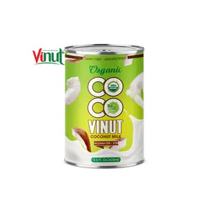400ml Can Tin VINUT Organic Coconut Milk for Cooking with 20-22% Fat Vietnam Manufacturer and Farm Organic Coconut milk