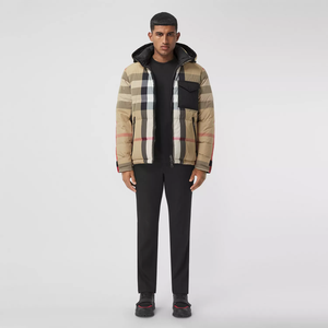 Vestes matelassées à col montant pour hommes, en plusieurs couleurs, fermeture éclair, capuche, longueur régulière, veste universitaire - Product Image 6