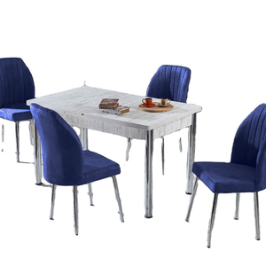 Juego de Mesa de Comedor con 6 Sillas Extensibles, Patas de Metal, Diseño Moderno, Muebles FEY, Tablero de Aglomerado, Tablero de Madera, Alta Calidad - Product Image 1