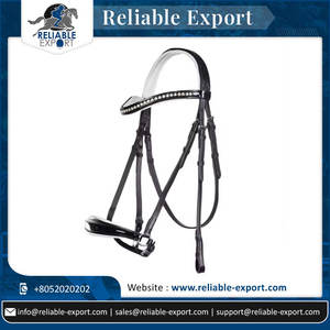 Bride de cheval en cuir noir de haute qualité doux rembourré brevet muserolle casque cristal sourcil-bande pour équipement d'équitation équestre fantaisie - Product Image 2