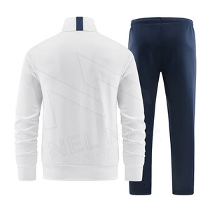 Ensemble de jogging de sport unisexe 2 pièces Survêtement de sport de haute qualité à logo personnalisé Survêtement d'entraînement grande taille à motif uni et à rayures latérales - Product Image 2
