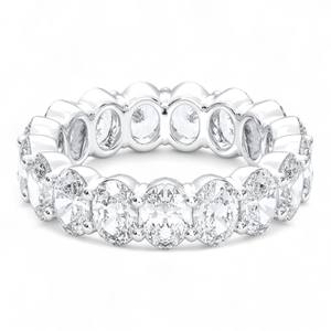 5.00 Carat F-G/VS Lab Grown Oval Cut Diamond Full Eternity Pave Set Bague de mariage en argent sterling unisexe - Product Image 3