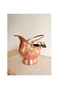 Seau à charbon en cuivre massif nouvelle arrivée avec texture martelée et base durable conçu pour contenir le charbon de bois de chauffage ou le petit bois - Product Image 6