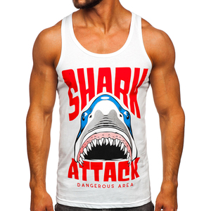 เสื้อกล้ามสำหรับผู้ชายเสื้อแขนกุดสีขาวผ้าฝ้าย100% ออกแบบได้ตามต้องการ - Product Image 1