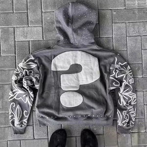 Sudadera con capucha de gran tamaño para hombre, sudadera de invierno de alta calidad con diseño de hombros caídos y estampado de algodón - Product Image 1