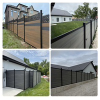 Panneaux de clôture en composite WPC pour extérieur, respectueux de l'environnement, en bois-plastique, clôture d'intimité avec poteaux en aluminium, design moderne