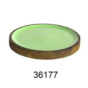 Plat de fruits en bois de haute qualité fabriqué à la main indien de conception florale de forme ovale plat en bois de service alimentaire enduit d'émail à vendre - Product Image 4