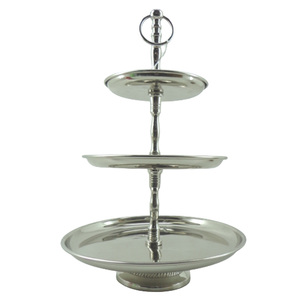 3 Tiers Aluminum <b>Cake</b> Stand Nickel Silver Color Use for Hotel & Kitchen Decoration Tabletop Customized Bulk - Product Image 1