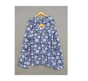 Confortable 100% coton pyjama ensemble doux indien Floral main bloc imprimé longue vêtements de nuit pour les femmes pour l'été printemps pour les demoiselles d'honneur - Product Image 1