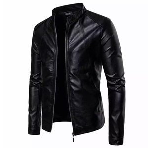 Winter Outdoor Stand Collar <b>Fleece</b> Genuine Leather Jacket Plain Dyed <b>Black</b> High Quality Fashion Warm Wholesale Streetwear - Product Image 5