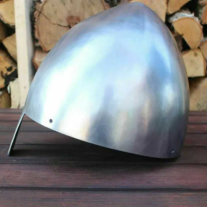 Casque nasal normand médiéval, armure de guerrier, style antique, plaqué argent, acier doux, doublure en cuir, poli, décoration d'intérieur - Product Image 3