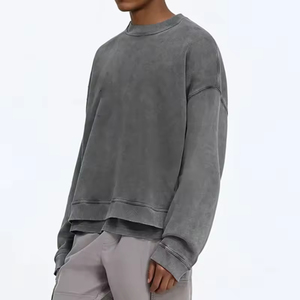 Streetwear personnalisé DTG impression Vintage soleil délavé à l'acide 100 _ coton éponge français hommes en détresse sweats à col rond - Product Image 2