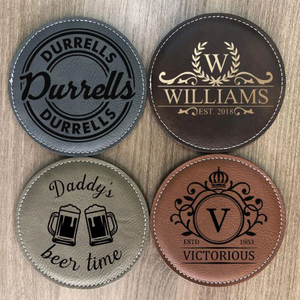 Posavasos de cuero reutilizable ecológico personalizable, alfombrilla y almohadilla para bebidas sostenibles en varios colores y tamaños - Product Image 2