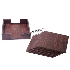 Sous-verres ronds de luxe en bois naturel faits à la main résistants à la chaleur et écologiques avec design personnalisable - Product Image 2