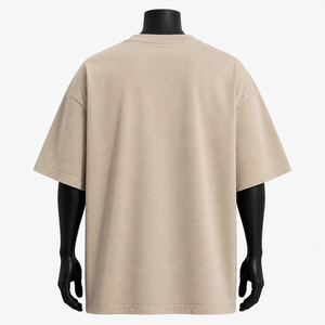 เสื้อยืดสตรีทแวร์ผู้ชายไซส์ใหญ่ ผ้าฝ้าย พิมพ์ลายมินิมอล ทรงหลวม ไหล่ตก รับผลิตตามแบบ (OEM) ขายส่ง - Product Image 2