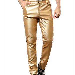 กางเกงหนังลำลองสำหรับผู้ชายฟอกสีเข้มดีไซน์ปรับแต่งได้ - Product Image 1