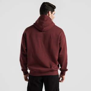 Sweat à capuche Soul 100% coton bordeaux délavé avec motif vieilli, broderie 3D et appliqué, design uni et patchwork - Product Image 2