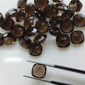 Quartz fumé brun naturel 10MM taille coussin, pierre précieuse en vrac de qualité supérieure pour la fabrication de bijoux, Red Mountain Gems - Product Image 4