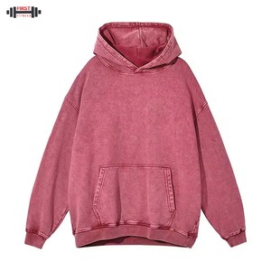 Sudadera con capucha de lana de invierno con logotipo personalizado para hombre, sudadera lavada de alta calidad, sudadera de gran tamaño Unisex de 300gsm - Product Image 2