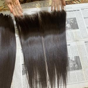 For Genius Weft Customized Human Hair Extensions Cheap Vietnamese Raw Bone Straight Hair with <b>Lace</b> <b>Closure</b> Frontal Direct Vendor - Product Image 4