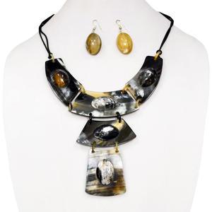 Natural Wholesale Handmade Buffalo Horn Woman Buffalo Horn <b>Necklace</b> with Earring Set Fashion Jewelry <b>Necklaces</b> - Product Image 5