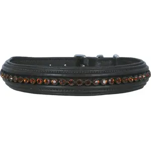 Superior Quality Leather Dog Collar With Soft Padded And Crystals Chain Decoration Top Indian Supplier Wholesaler Manufacturer