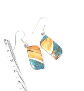925 Solid Sterling Silver Fine Dangle <b>Earrings</b> Oyster Turquoise Bezel Setting <b>Hook</b> with December Month Birthstone Charm - Product Image 4