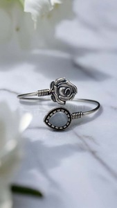 Pure Brass Party Wear Silver Look Bangle Free Size Openable Oxidized <b>Bracelet</b> <b>Adjustable</b> Handmade Bulk Product - Product Image 2