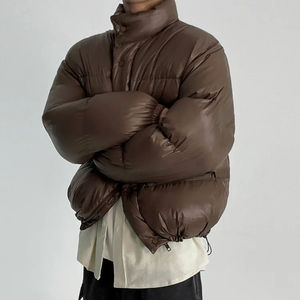 Veste d'hiver matelassée coupe-vent respirante de couleur unie vintage à capuche avec logo personnalisé pour hommes - Product Image 6