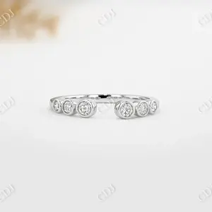 제조 업체의 직접 판매 골드 도금 천연 다이아몬드 밴드 정품 다이아몬드 오픈 베젤 세트 반지 고품질 다이아몬드