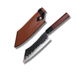 Cuchillo de chef de cocina profesional hecho a mano, hoja de acero de alto carbono con mango duradero de madera de rosa. - Product Image 1