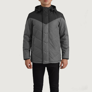 Chaqueta acolchada con estampado de patrón de plumón personalizado de alta calidad para hombre, cuello alto largo, cierre de cremallera, fabricantes directos - Product Image 4