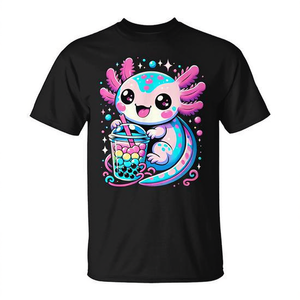 T-shirt Kawaii Axolotl Boba Tea pour filles, manches courtes, col rond, impression numérique, activités promotionnelles - Product Image 2