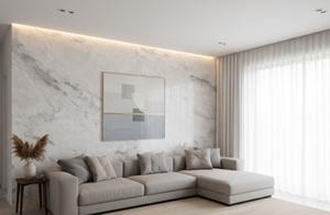 Dalles de marbre italien Statuario, veines dorées, finition polie, moderne, pour villa, usage intérieur, cuisine, salle à manger, appartement, hôtel - Product Image 6