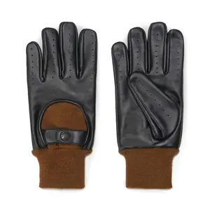 Guantes de invierno de cuero auténtico para hombre con forro/GUANTE DE CUERO DE PUNTO PARA MUJER