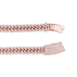 Cadena de eslabones cubanos de Hip Hop, cadena de eslabones cubanos con diamantes de moissanita redonda de Plata de Ley 925 para hombres - Product Image 2