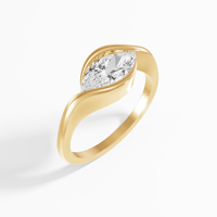 VABS DIAMOND Markiz Kesim Laboratuvarda Yetiştirilmiş Döngü Şeklinde Tektaş Nişan Yüzüğü 1.07 Karat 14K 18K Sarı Altın IGI Sertifikalı Rodyum Kaplama Trendy