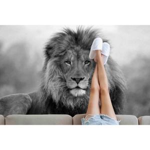 Tapis imprimé Lion - Tapis Lion Sauvage Animalier Rond pour Salon Chambre Tapis Antidérapant Cool, Tapis en Velours - Product Image 1