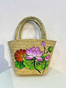 Pochette écologique tissée à la main compacte pratique pour les effets personnels fabriqués à partir d'herbe naturelle de carex avec fermeture à glissière - Product Image 5