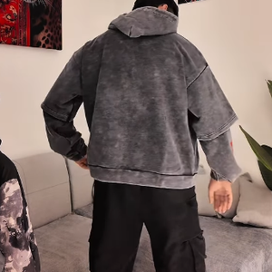 Sudadera con Capucha de Alta Calidad, Estilo Vintage, Lavado Ácido, Ropa Urbana, Sudadera Personalizada de Algodón Grueso, Sudadera Bordada - Product Image 4