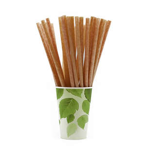 Pajita de Caña de Azúcar Ecológica de Alta Calidad, Material Natural con Logotipo Personalizado para Viajes, Embalaje Individual de Papel Incluido - Product Image 1
