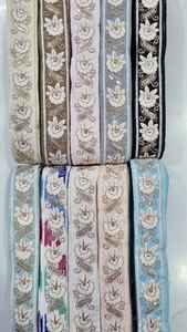 Custom Made 100mm Floral Machine Embroidered <b>Ribbons</b> & <b>Laces</b> Exclusive Light Colours for Wedding Dresses Various Designs - Product Image 2