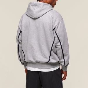 Sudadera con capucha bordada personalizada para hombre 2026, ropa deportiva de lana Premium con diseño de panel de contraste y logotipo de letra bordado frontal - Product Image 6