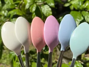 Cuillère en métal avec poignée de coulée enduite d'émail parfaite pour les ustensiles de cuisine maison vaisselle mariage hôtel restaurant accessoires - Product Image 4