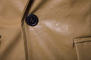 Jaket <span class=keywords><strong>Blazer</strong></span> kulit pria, <span class=keywords><strong>Blazer</strong></span> bisnis kasual musim semi musim gugur modis - Product Image 4